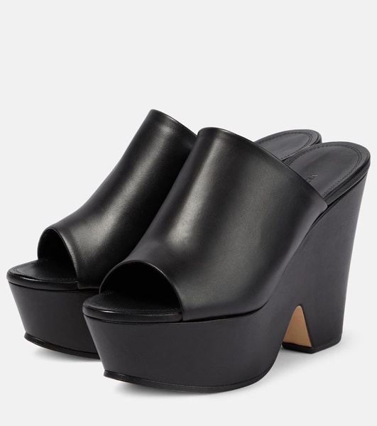 Leather platform mules