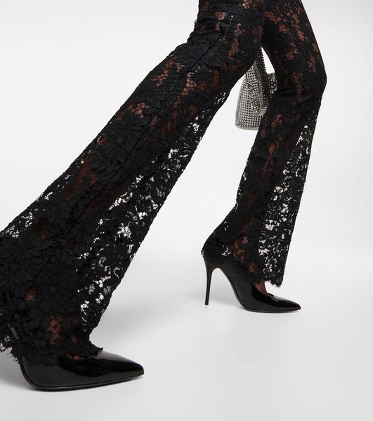 Floral high-rise lace pants