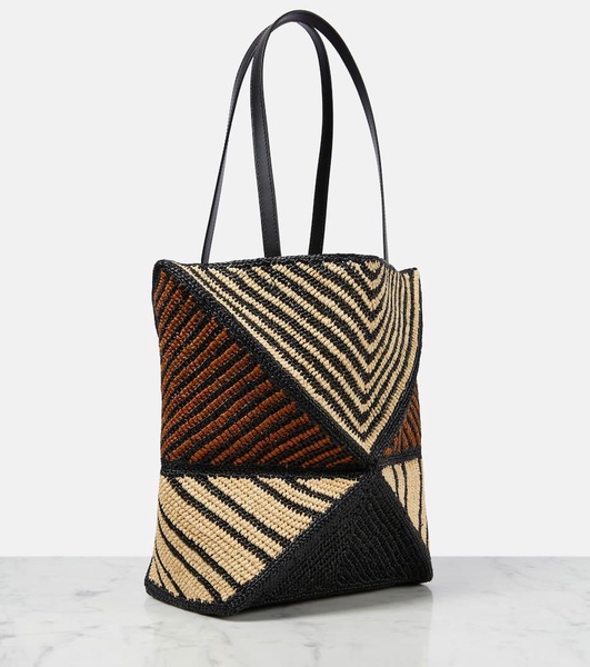 Paula's Ibiza Puzzle Fold Medium raffia tote bag