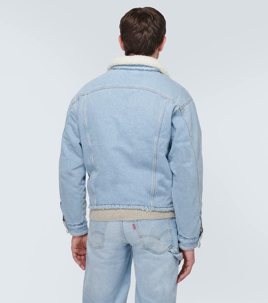 Faux fur-trimmed denim jacket