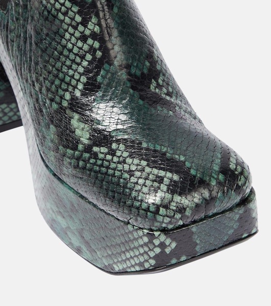 Snake-printed leather Chelsea boots