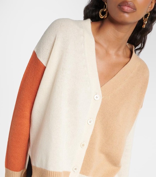 Colorblocked cashmere cardigan