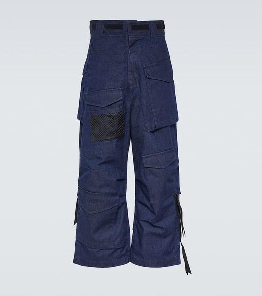 Deconstructed denim cargo pants