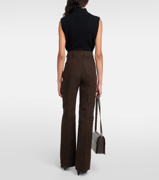 High-rise velour straight pants 