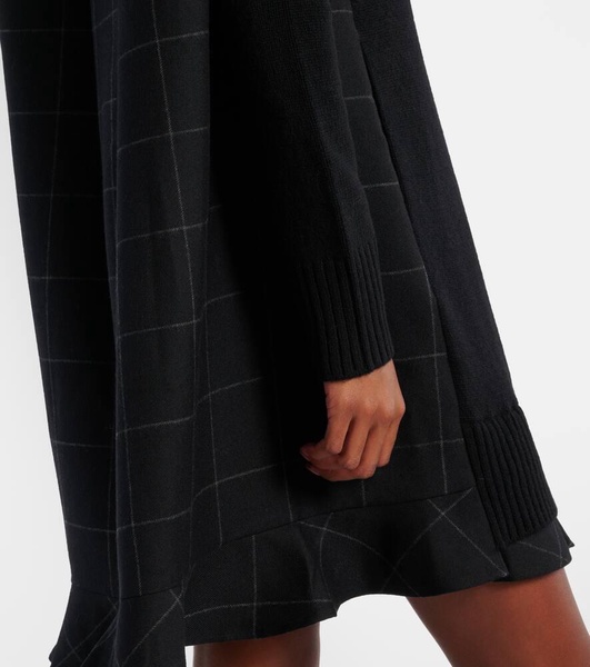 Windowpane checked wool minidress