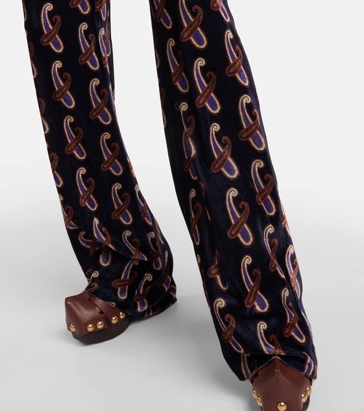 Paisley high-rise straight pants