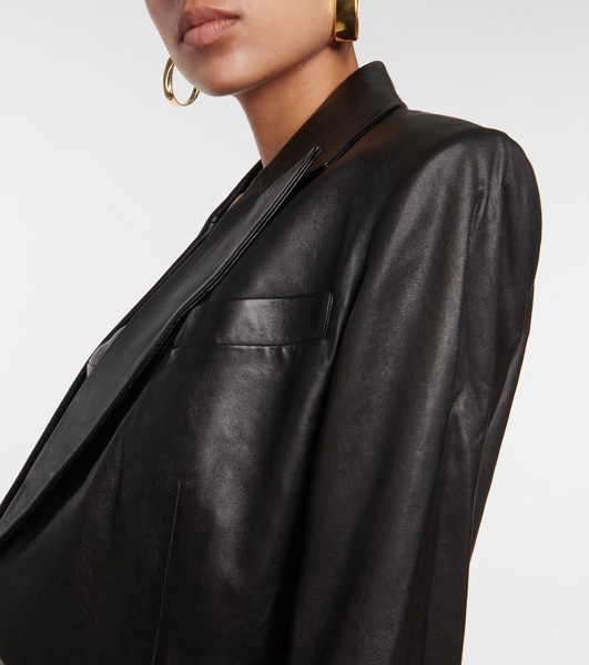 Cropped leather blazer