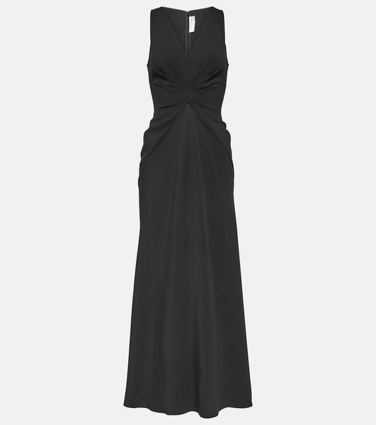 Gathered asymmetric maxi dress