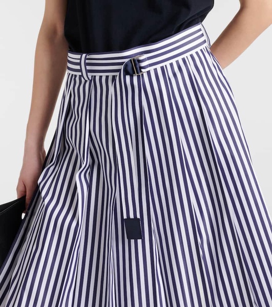 Pleated cotton poplin midi dress