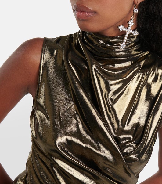 Draped metallic top