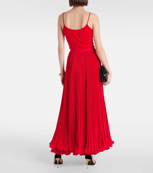 Pleated crêpe maxi skirt