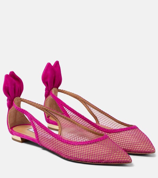 Bow tie mesh ballet flats