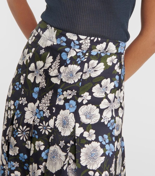 Norris pleated silk-blend midi skirt