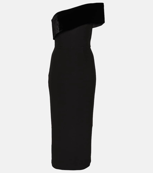 Asymmetric crêpe midi dress