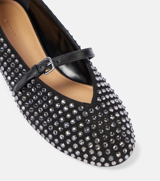 Embellished leather Mary Jane flats