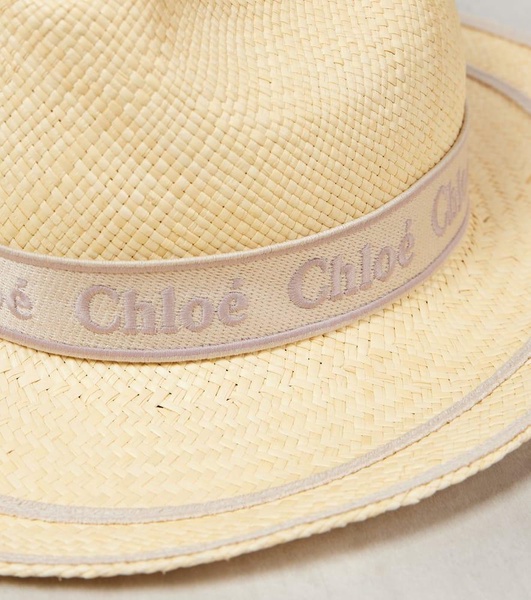 Woody logo straw Panama hat