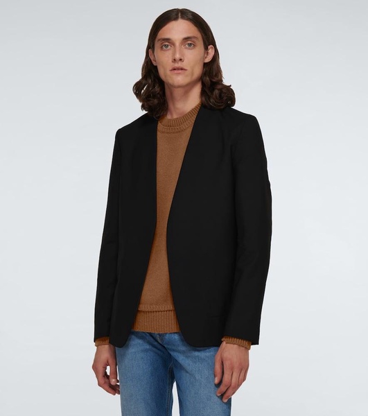 Collarless virgin wool blazer