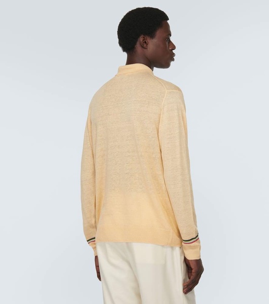 Linen and cotton polo sweater