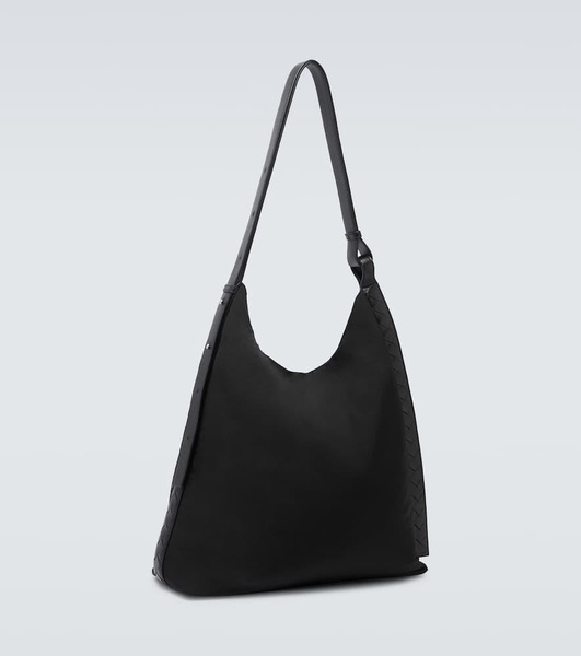 Leather-trimmed tote bag