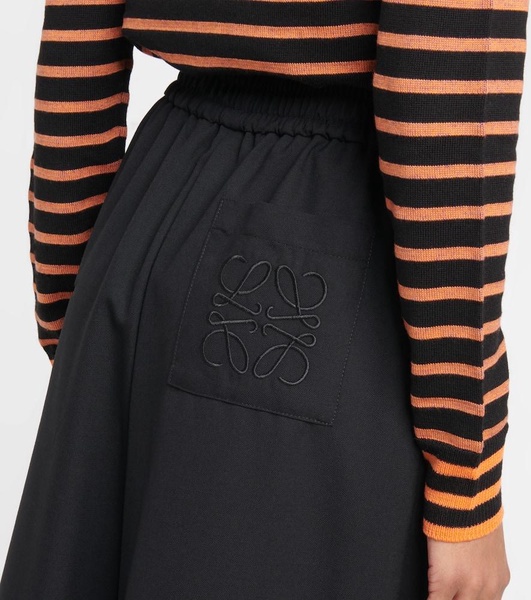 Embroidered wool culottes