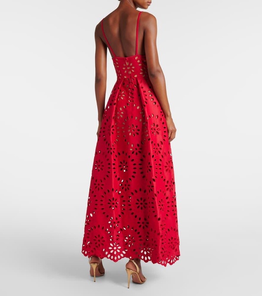 Floral embroidered satin gown