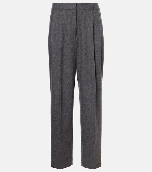 Low-rise wool-blend flannel straight pants