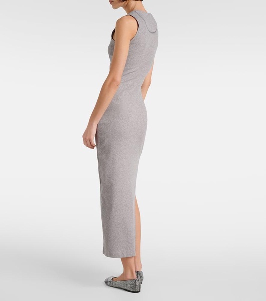 Anagram ribbed-knit jersey maxi dress