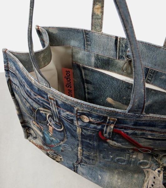 Trompe l'oeil denim tote bag