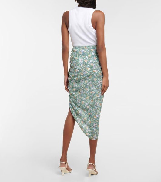 Hazel floral asymmetric midi skirt