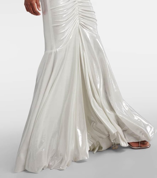 Ruched metallic gown