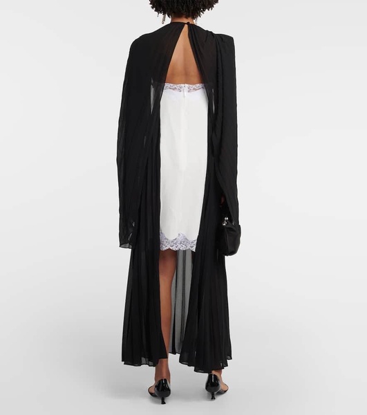 Mrs Robinson lac-trimmed midi dress with cape