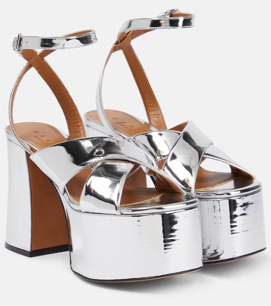 Mirrored leather platform sandals