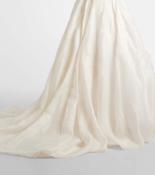 Bridal Leighton appliqué twill and organza gown