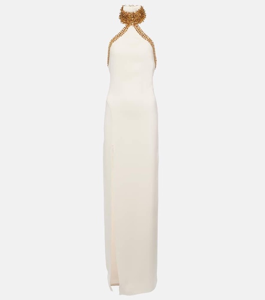 bead-embellished halterneck gown