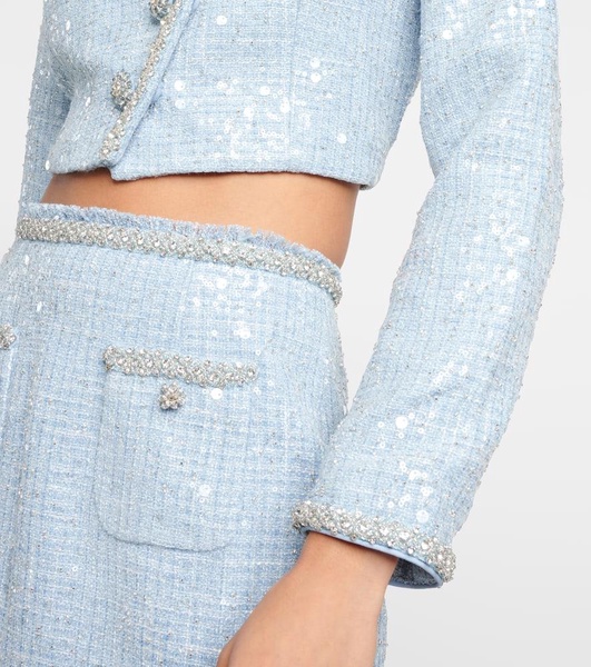 Cropped sequin curled blazer