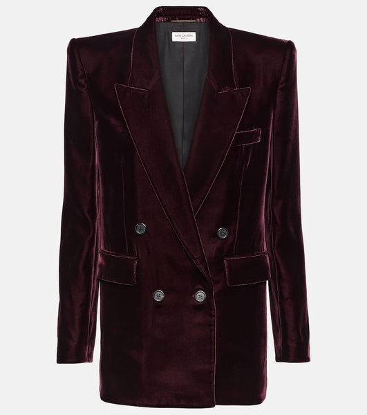 Double-breasted velvet blazer