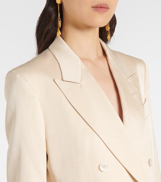 Double-breasted silk and wool twill blazer