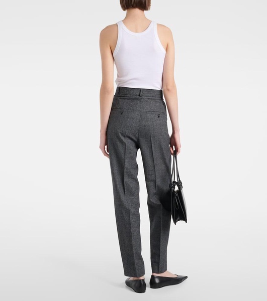 Pleated wool-blend pants