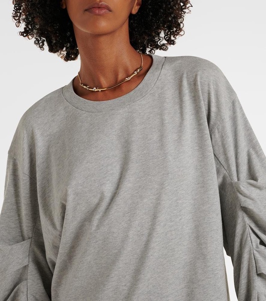 Ruched oversized cotton jersey top