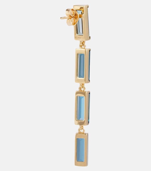 Deco Maxi 9kt gold drop earrings with topaz