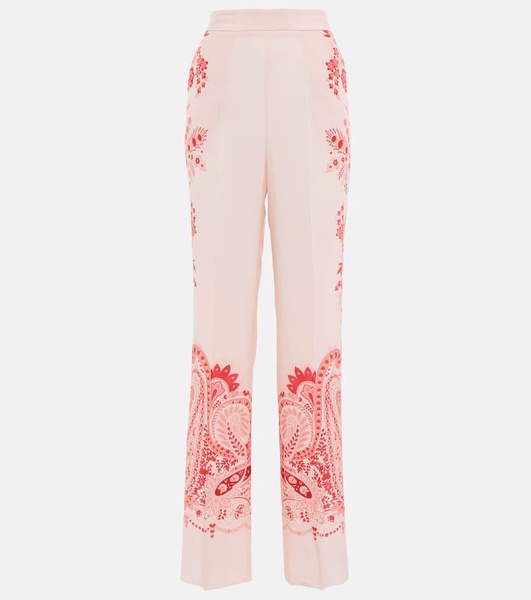 Floral high-rise silk palazzo pants