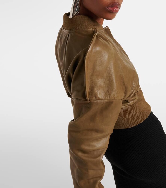 Flight cropped leather bomber jacket