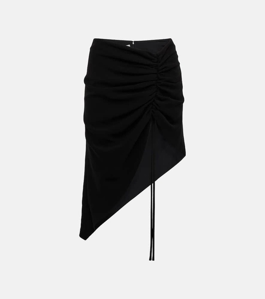 Asymmetric crêpe midi skirt