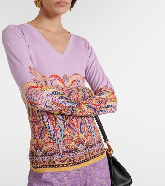 Printed silk-blend sweater 