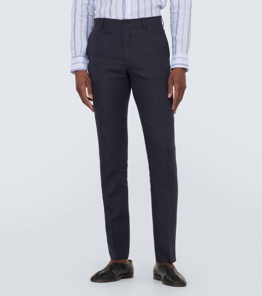 Mid-rise linen tapered pants