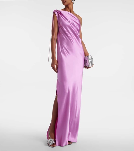 Elegante Opera one-shoulder silk gown