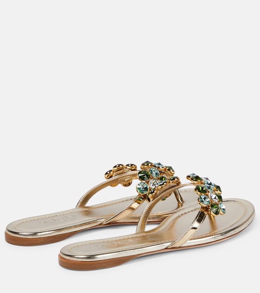 Embellished leather thong sandals