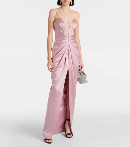 Draped satin gown