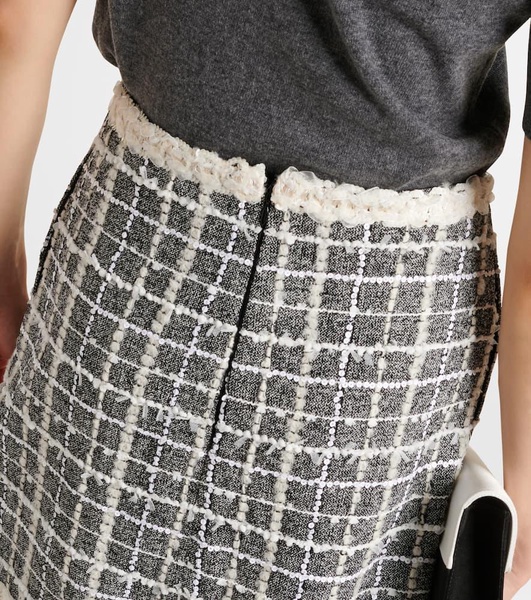 Checked wool-blend bouclé miniskirt