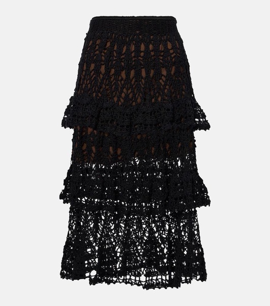 Elsie crochet cotton midi skirt